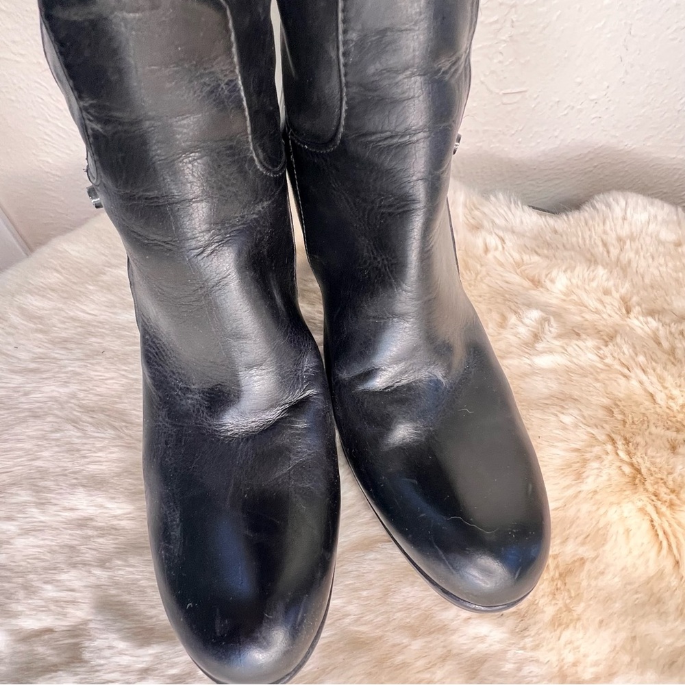 Alberto Fermani black leather tall high heel boot - Picture 7 of 13